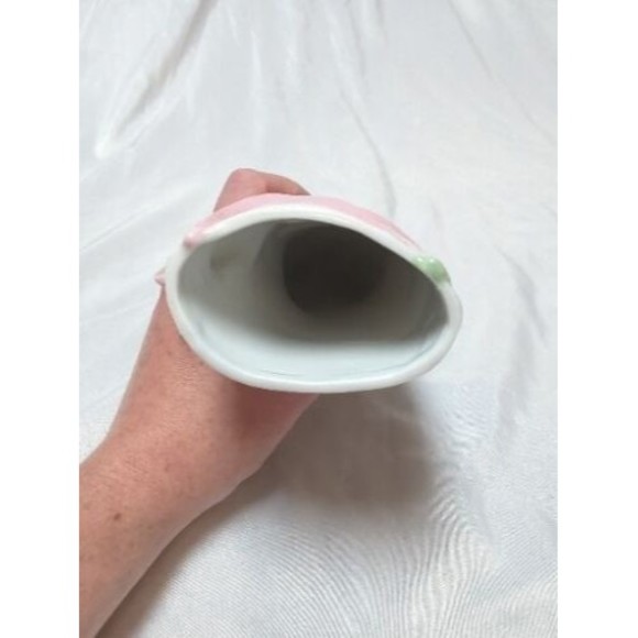 Vintage Goldfish Beta Fish Curve Ceramic Vase 6" Pink Green Made In China - Picture 6 of 11